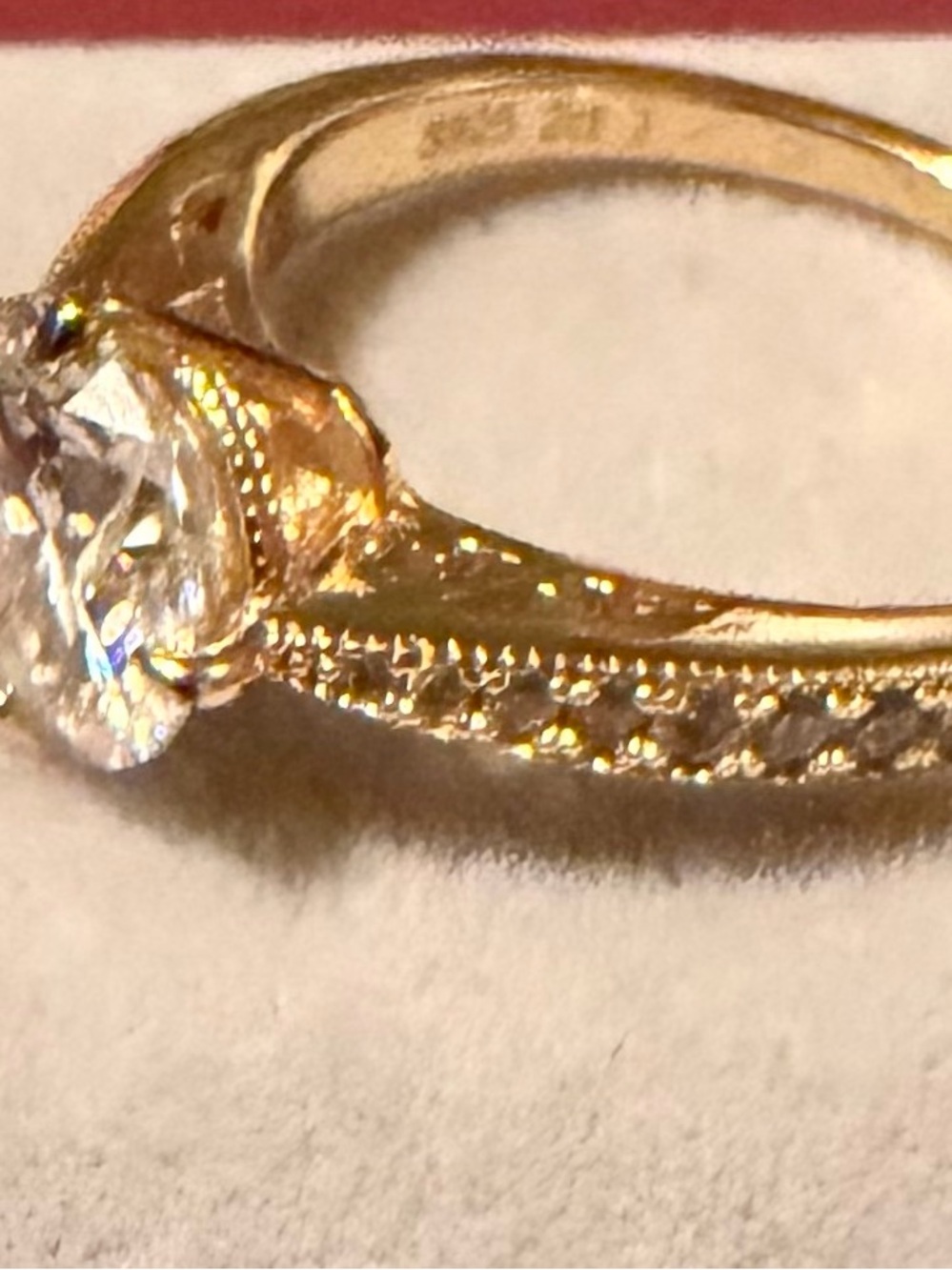 2ct Moissanite Solitaire Engagement Ring with Pavé Band - Picture 5 of 6